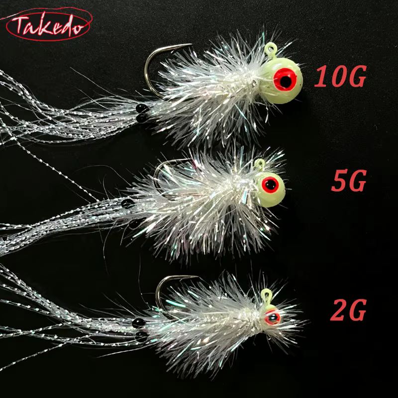 TAKEDO Jig Head con Luz – Micro Jig para Rock Fishing con Vinilo