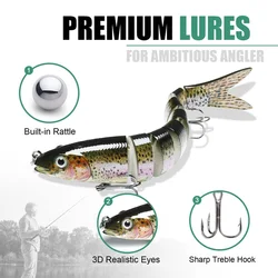 Swimbait multiarticulado biónico hundimiento lento para pesca trucha