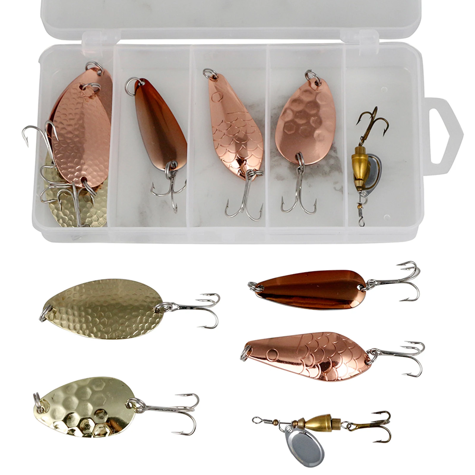 Juego de cebos giratorios FREE FISHER en caja