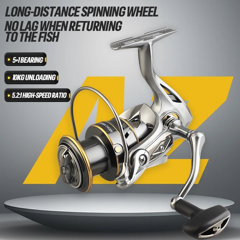 Carrete de pesca metálico TAIYU para spinning reforzado con manivela y freno - imagen 2