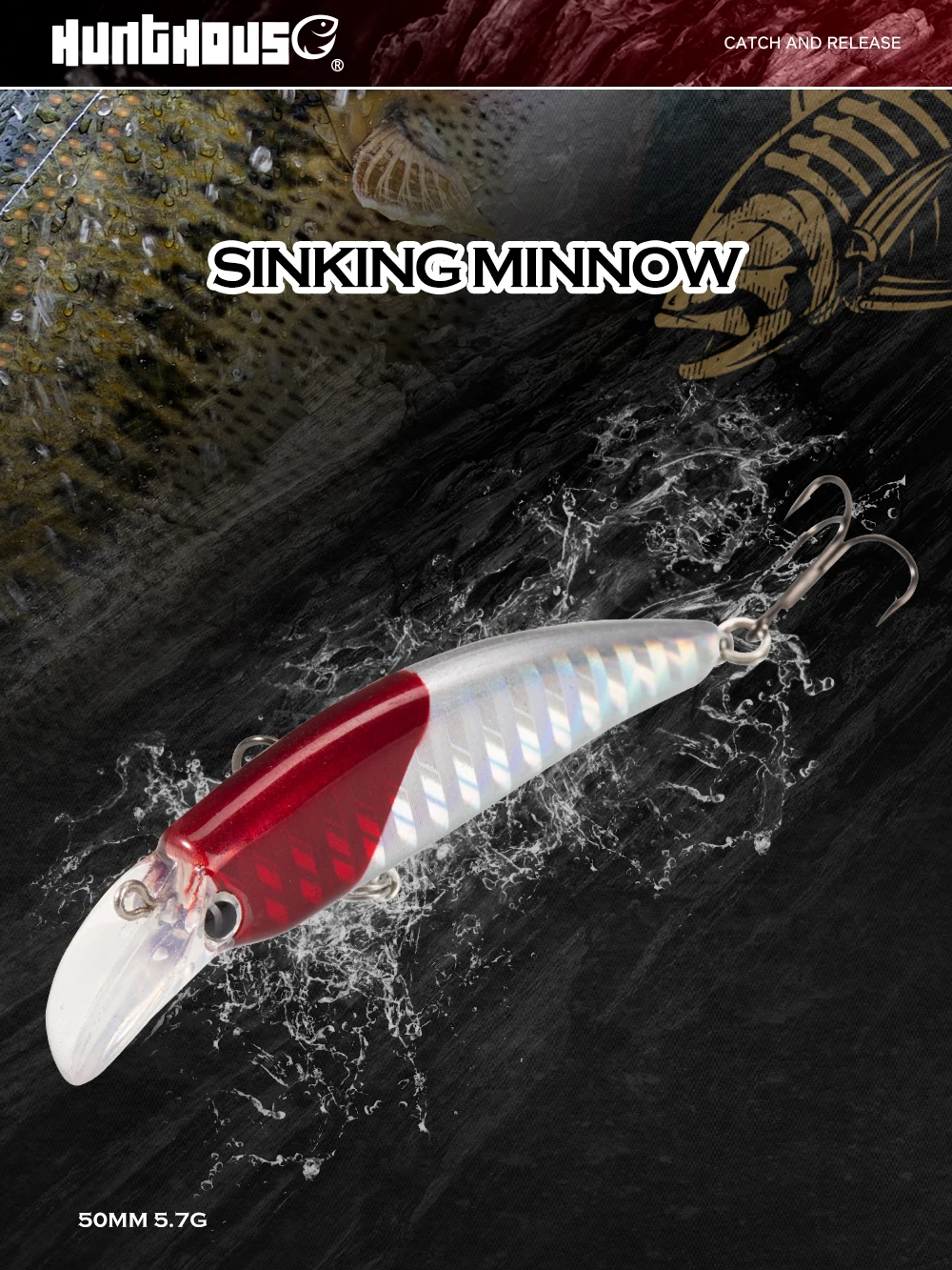 Señuelo Minnow tipo wobbler de hundimiento lento