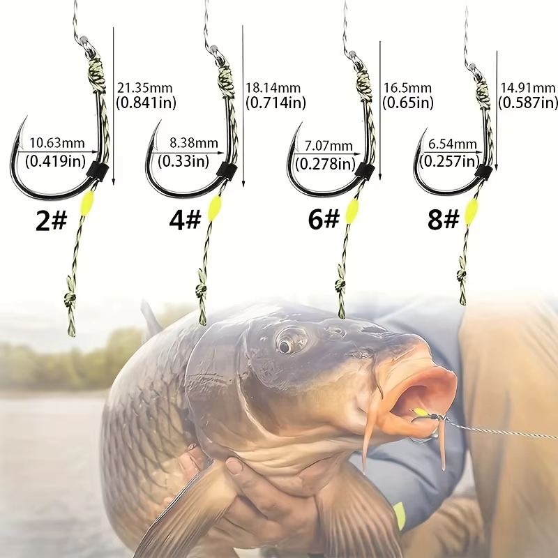YOTO Montajes de pesca de carpa con líder trenzado, topes y agujas - imagen 2