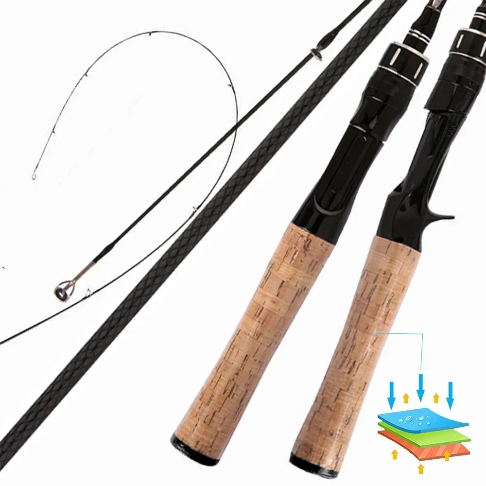 Caña spinning trucha ultraligera fibra carbono mango madera - imagen 5
