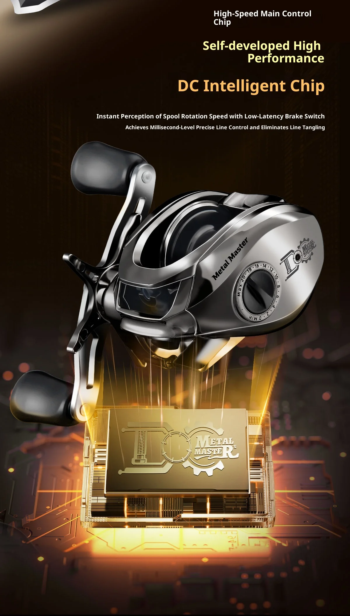 Carrete de baitcasting HAUT TON en uso