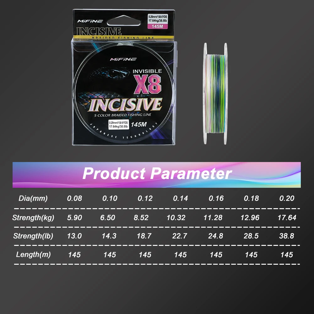 MIFINE Línea PE trenzada Incisive invisible – varios colores carpa - imagen 3
