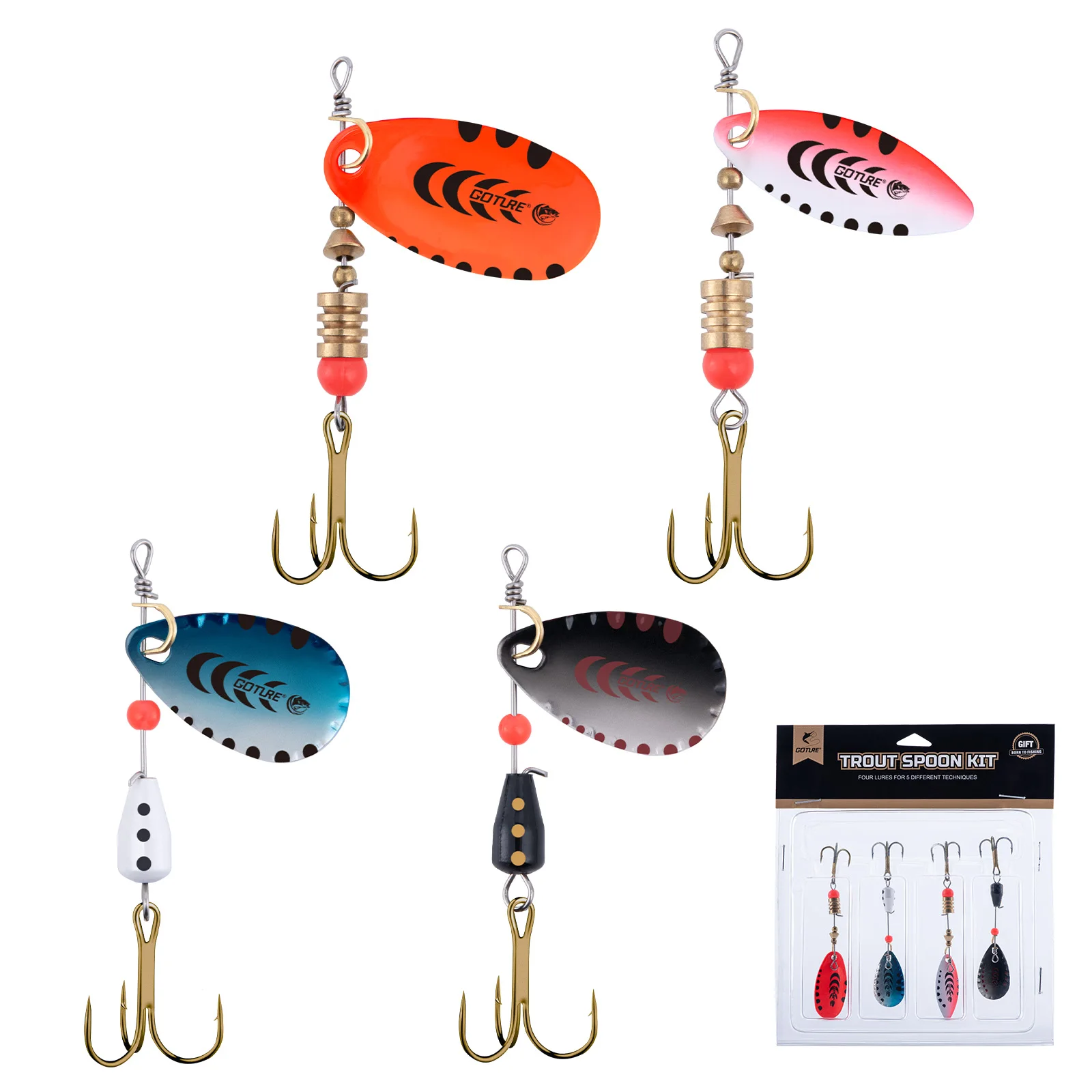 Goture Vib-Juego Señuelos con Cuchara y Spinnerbait para Trucha/Lucio