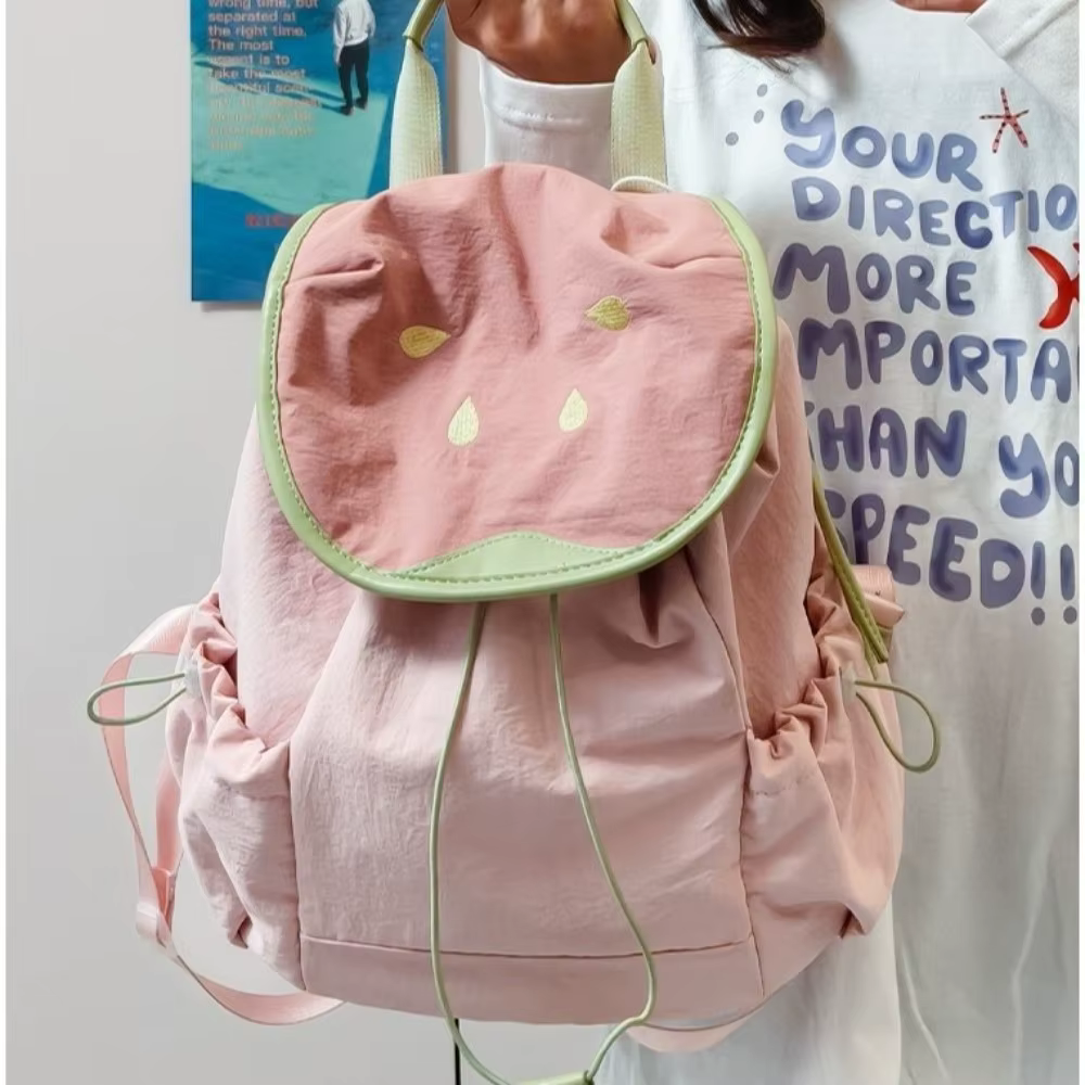 Mochila Coreana con Cordón para Mujer – Bolso Frutas Dopamina Gran Capacidad
