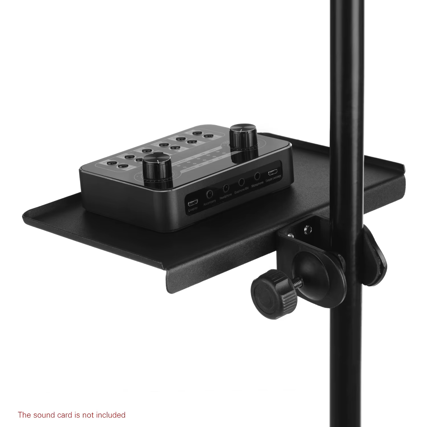 Soporte universal de micrófono con abrazadera y bandeja – Metal - imagen 2
