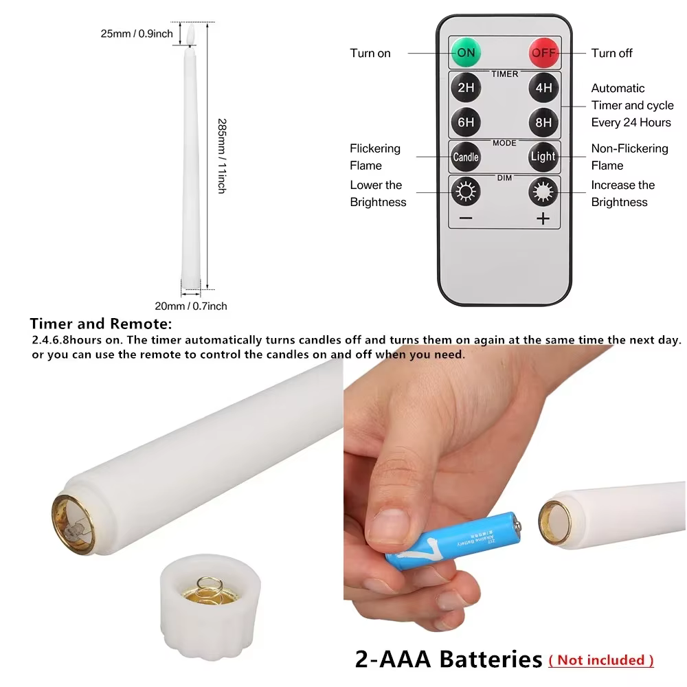 Vela LED electrónica con control remoto – Efecto parpadeante marfil - imagen 4