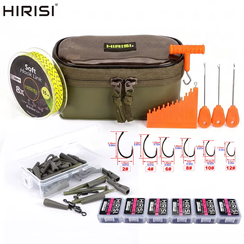Kit Aparejos Pesca Hirisi – Anzuelos con púas, línea trenzada y accesorios