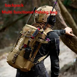 Mochila de pesca impermeable con portacañas y bolsa equipo resistente