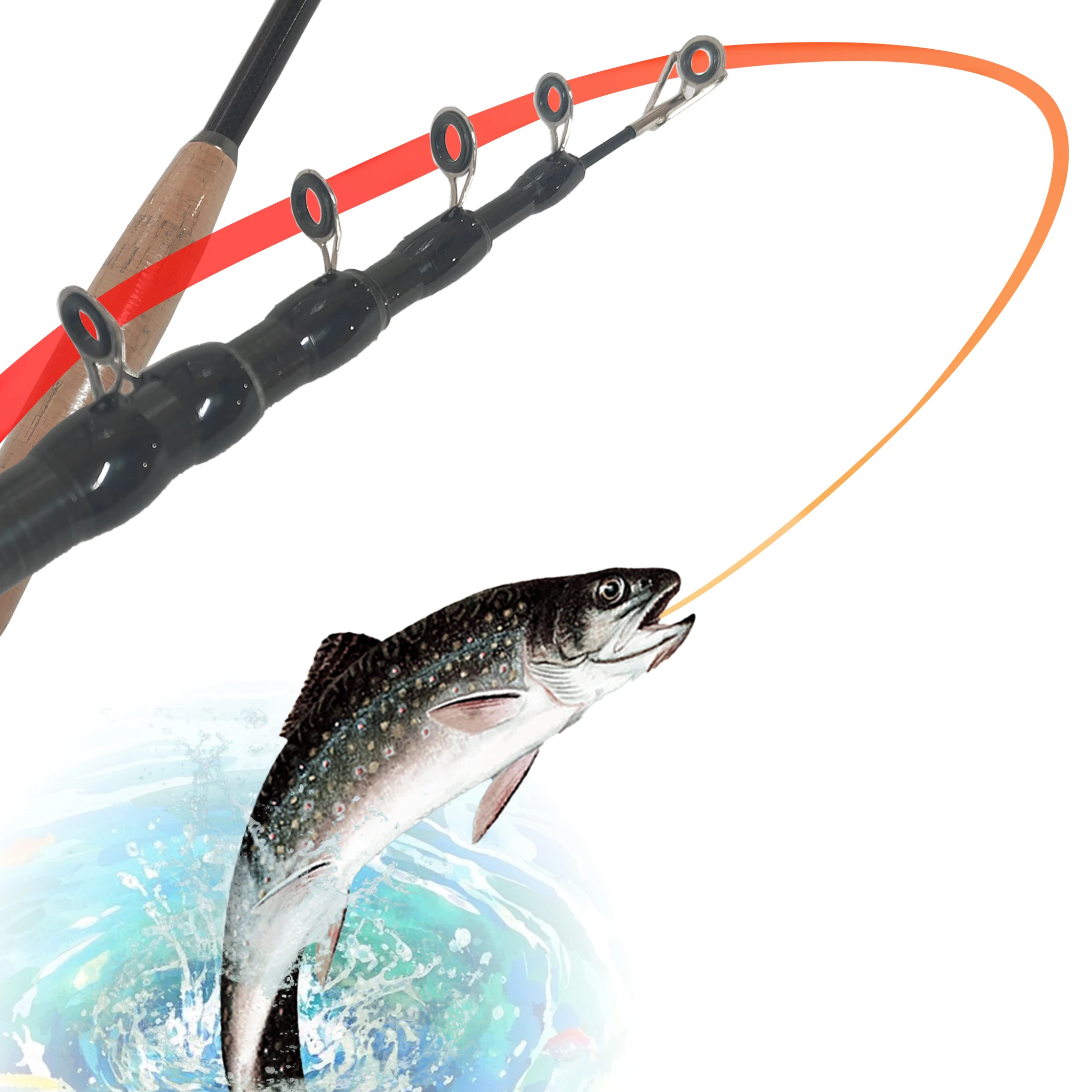 Caña Telescópica de Carbono MBLN para Pesca de Lubina y Lucio
