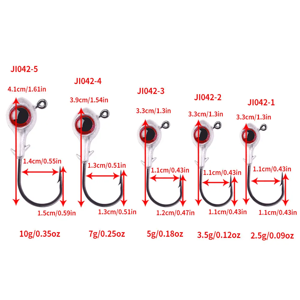 Anzuelos Jig Head ojos grandes y afilados para lubina y trucha - imagen 3
