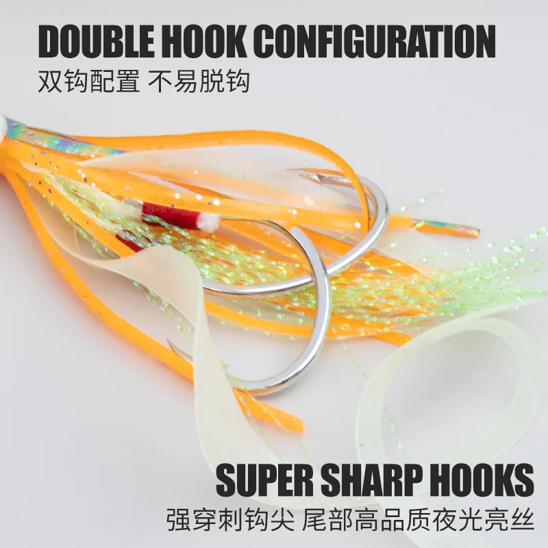 Anzuelos Jigging lento Obsession HK018 agua salada falda calamar UV - imagen 4
