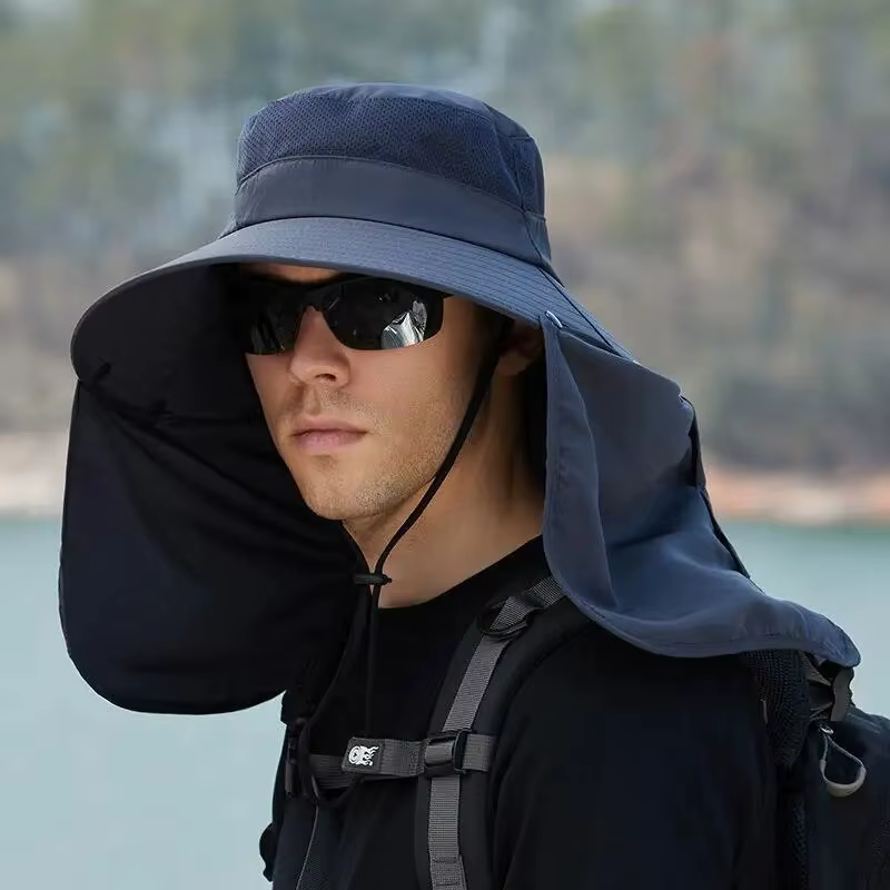 Gorra ajustable de pesca con protección UV y protector de cuello