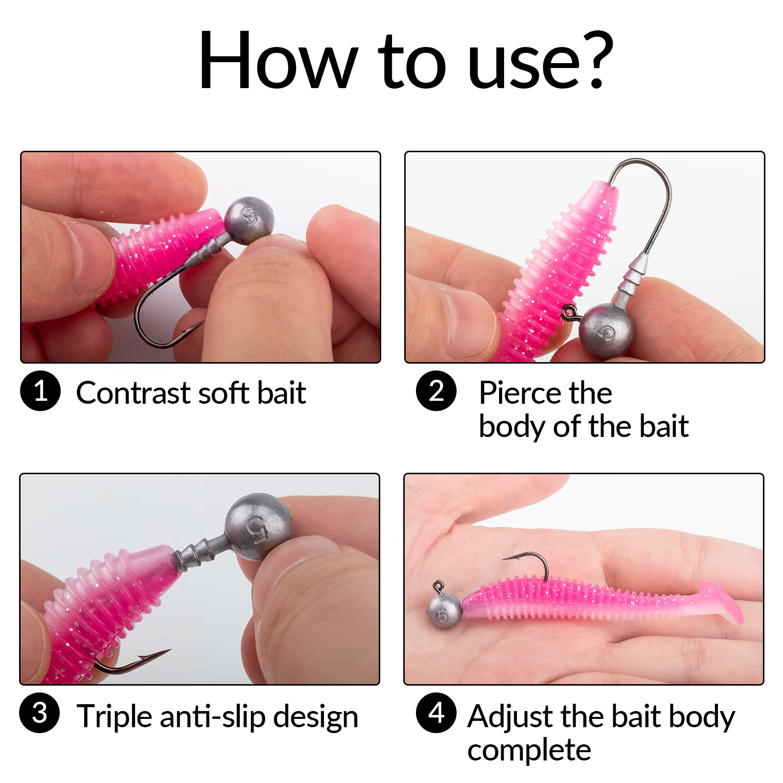 THKFISH cabezas de jig redondas con anzuelo para señuelos blandos de agua dulce
