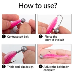 THKFISH cabezas de jig redondas con anzuelo para señuelos blandos de agua dulce