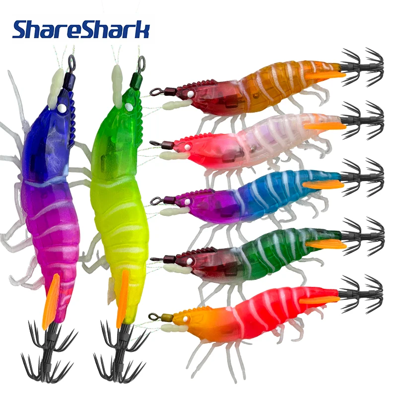 ShareShark señuelo de calamar camarón fluorescente aleta trasera - imagen 4