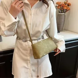 Bolso bandolera pequeño de cuero PU cuadrado moderno para mujer