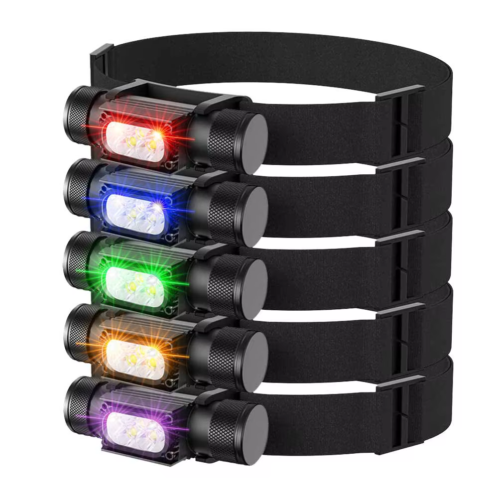 Modos de iluminación del faro LED H05B mostrando luz blanca y señales de emergencia