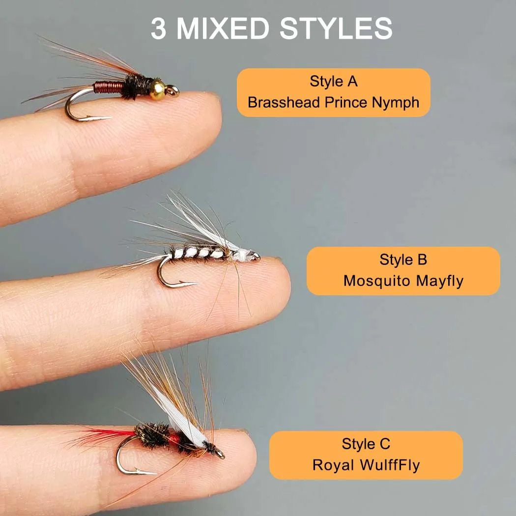 Mosca seca Royal Wulff Brasshead Prince Ninfa y Mosquito Mayfly - imagen 5