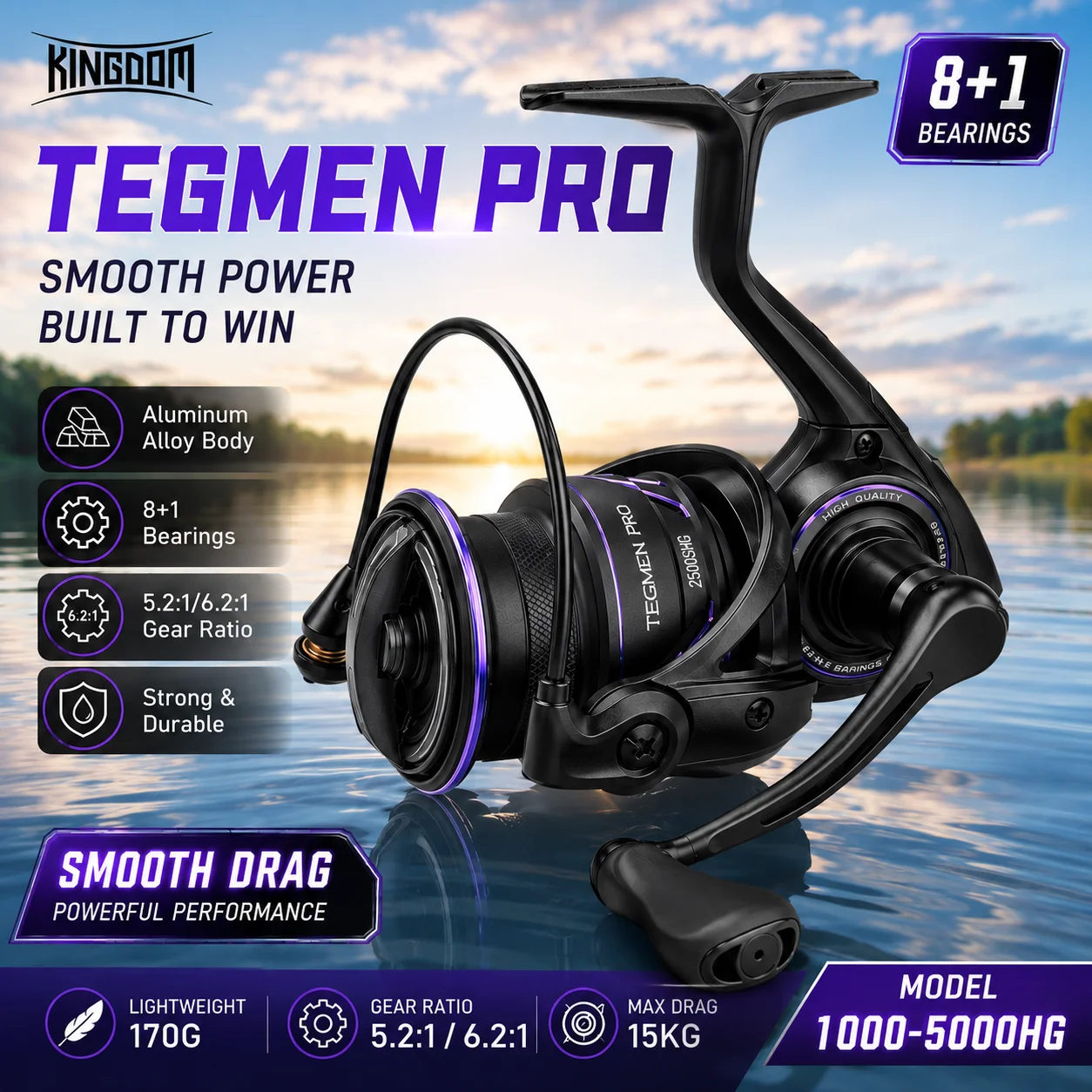 Carrete KINGDOM Tegmen Pro – arrastre potente y suave