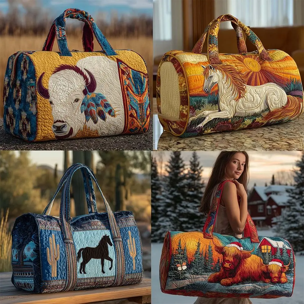 Bolso de pesca acolchado con correa y diseño caballo-vaca - imagen 2