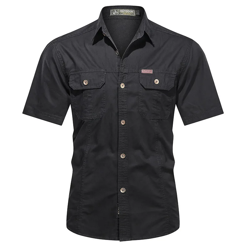 Camisa informal verano hombre – Algodón puro manga corta 5XL AF8808