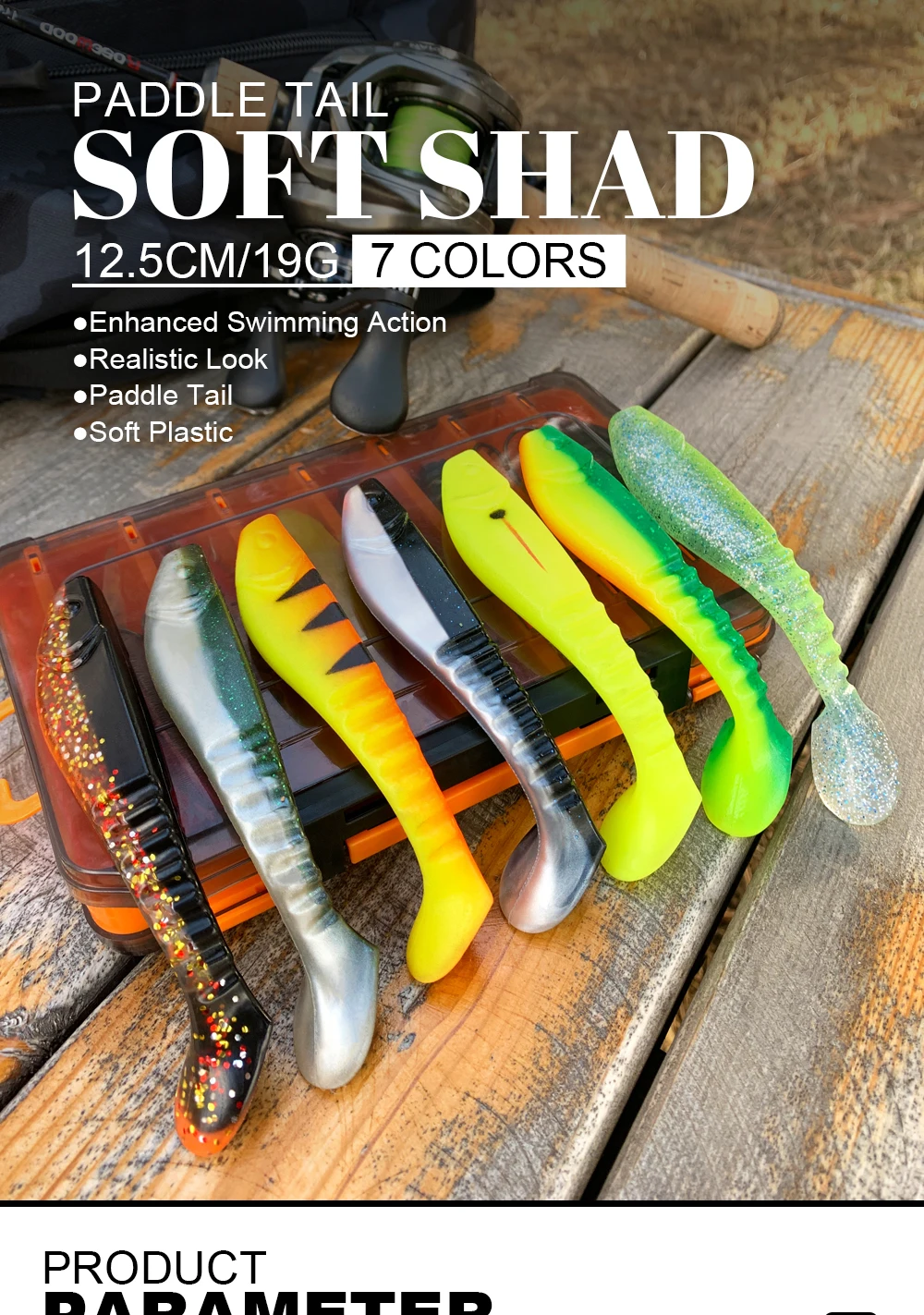 Spinpoler señuelo de silicona de 5 pulgadas vista frontal