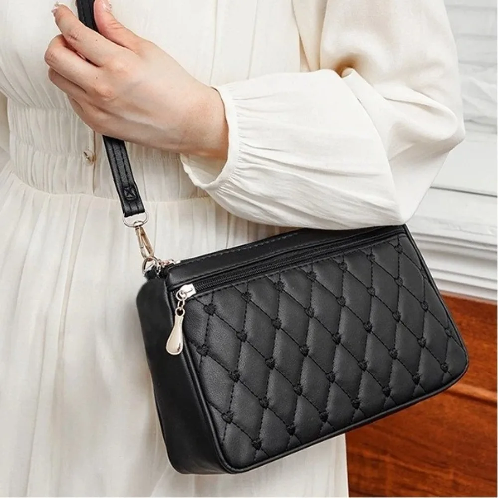Bolso bandolera de cuero PU con cremallera y bordado mujer - imagen 3