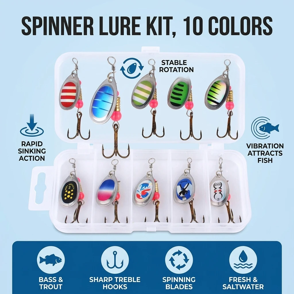 Spinnerbait hundimiento metálico con hélices giratorias y triples - imagen 5