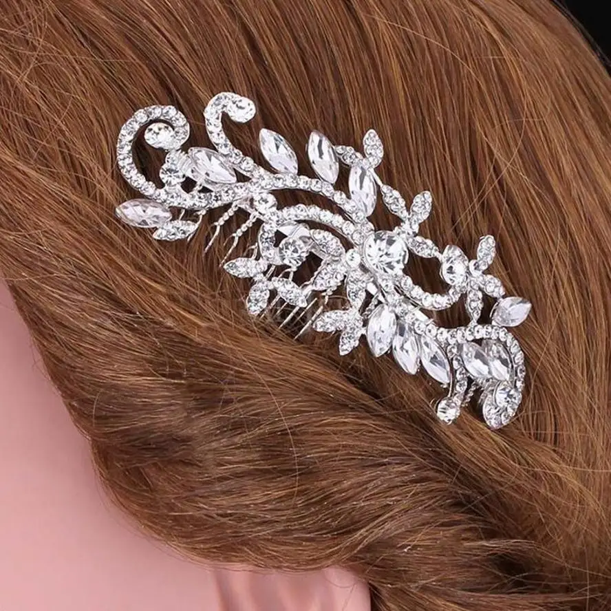 Peineta nupcial con pedrería y diamantes de imitación vintage - imagen 5