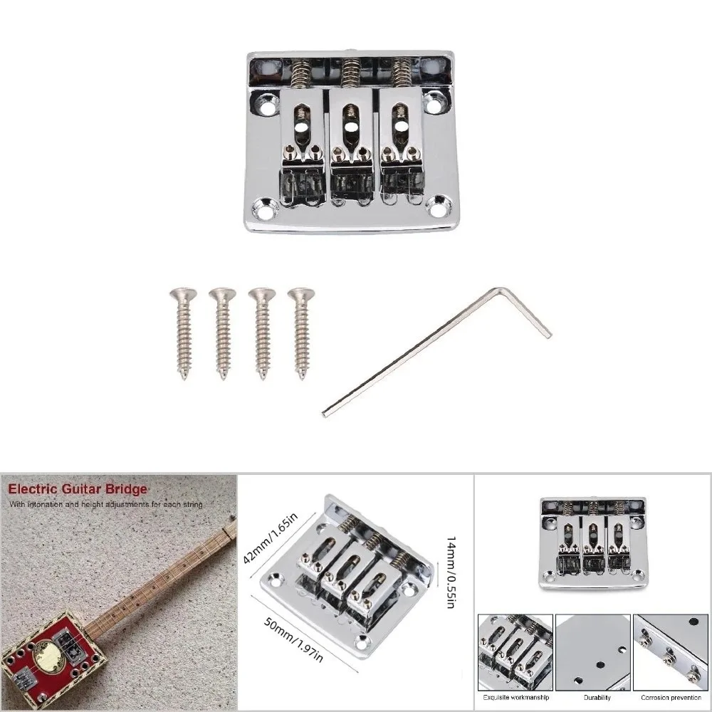 Puente de guitarra Hardtail ajustable zinc negro para reparación - imagen 2