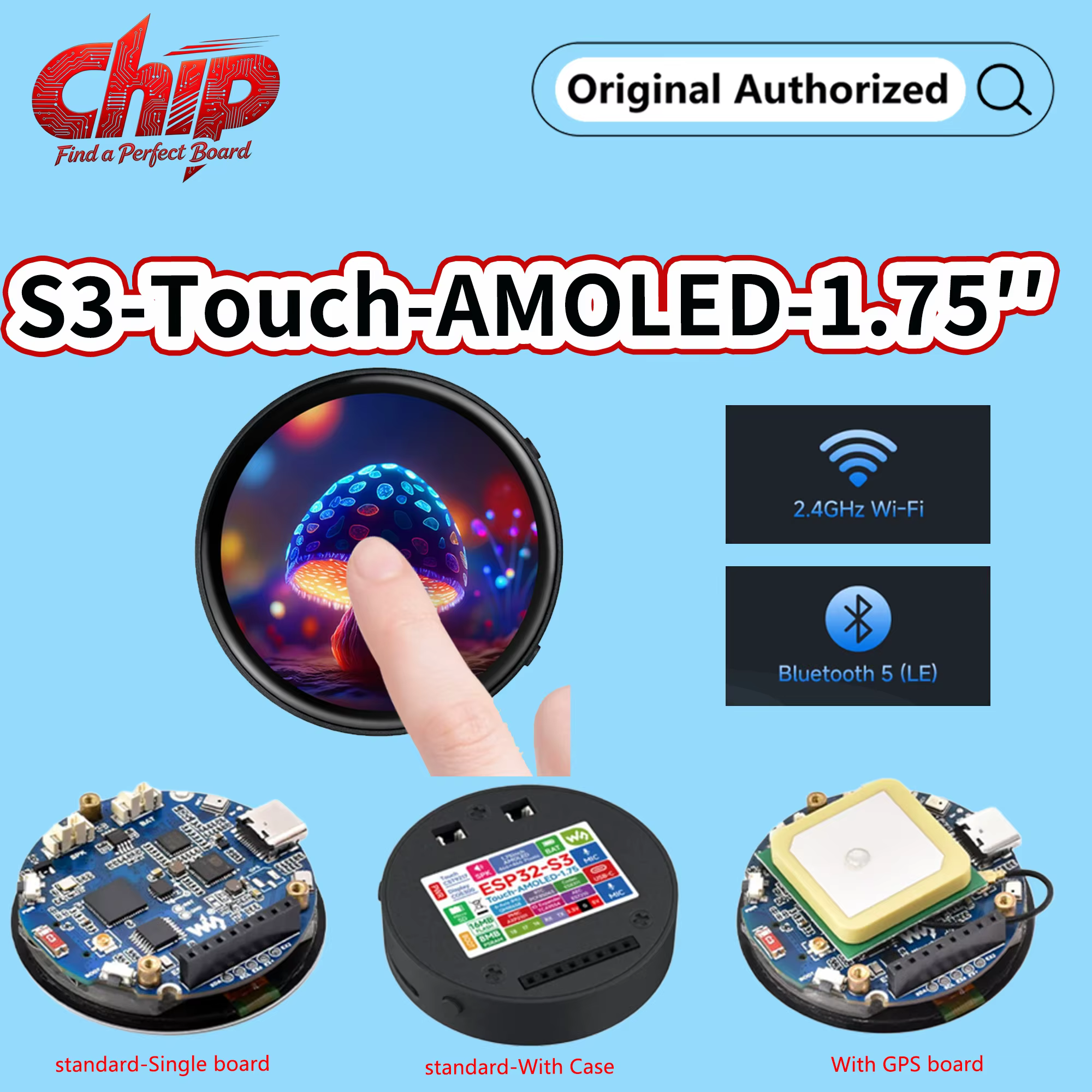 Placa de desarrollo ESP32-S3 con pantalla táctil AMOLED redonda - imagen 2