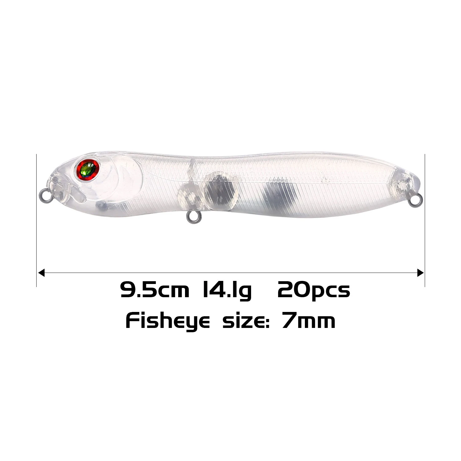 Cuerpo transparente tipo lápiz/minnow para acabado DIY