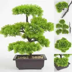Bonsái artificial de ciprés con agujas tipo pino – decoración verde para jardín y hotel