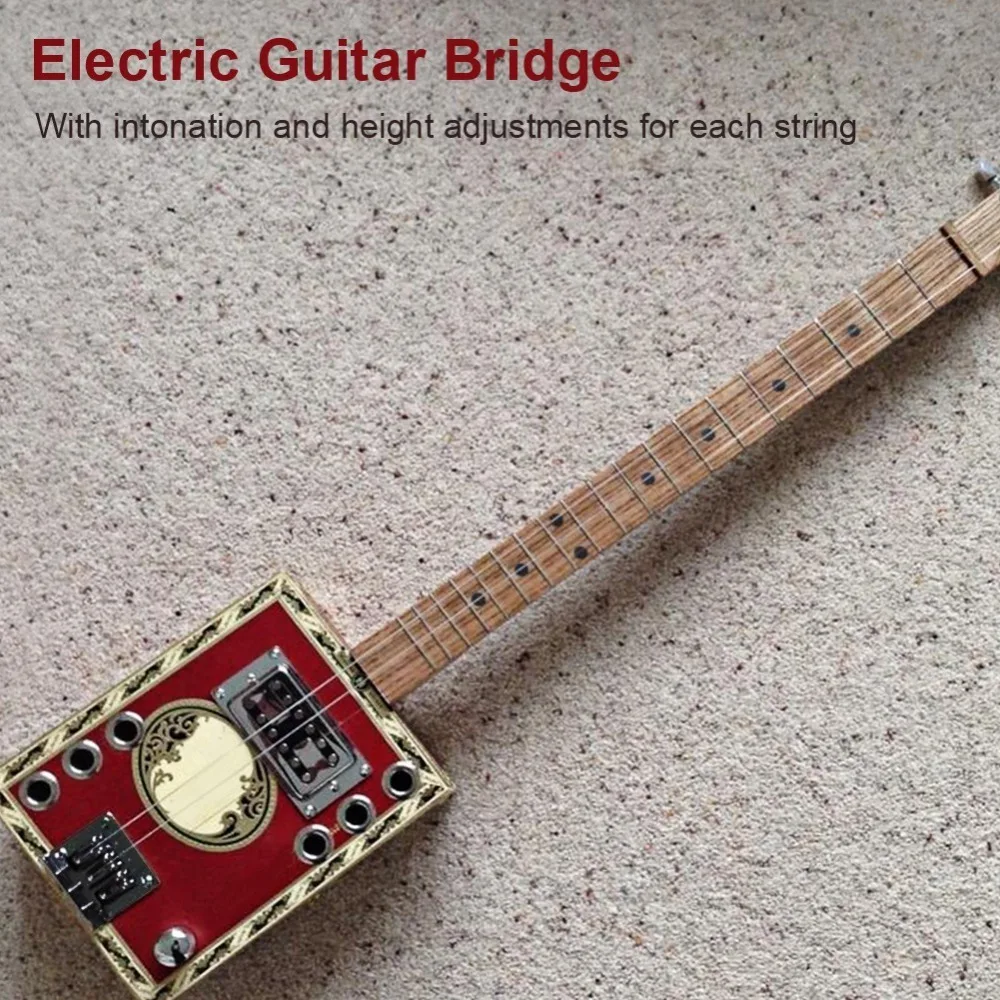 Puente de guitarra Hardtail ajustable zinc negro para reparación - imagen 3