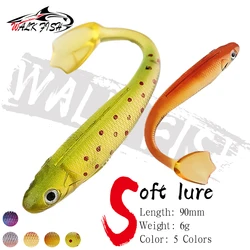 Señuelos blandos Walk Fish 9cm con cola en T y pata de pato