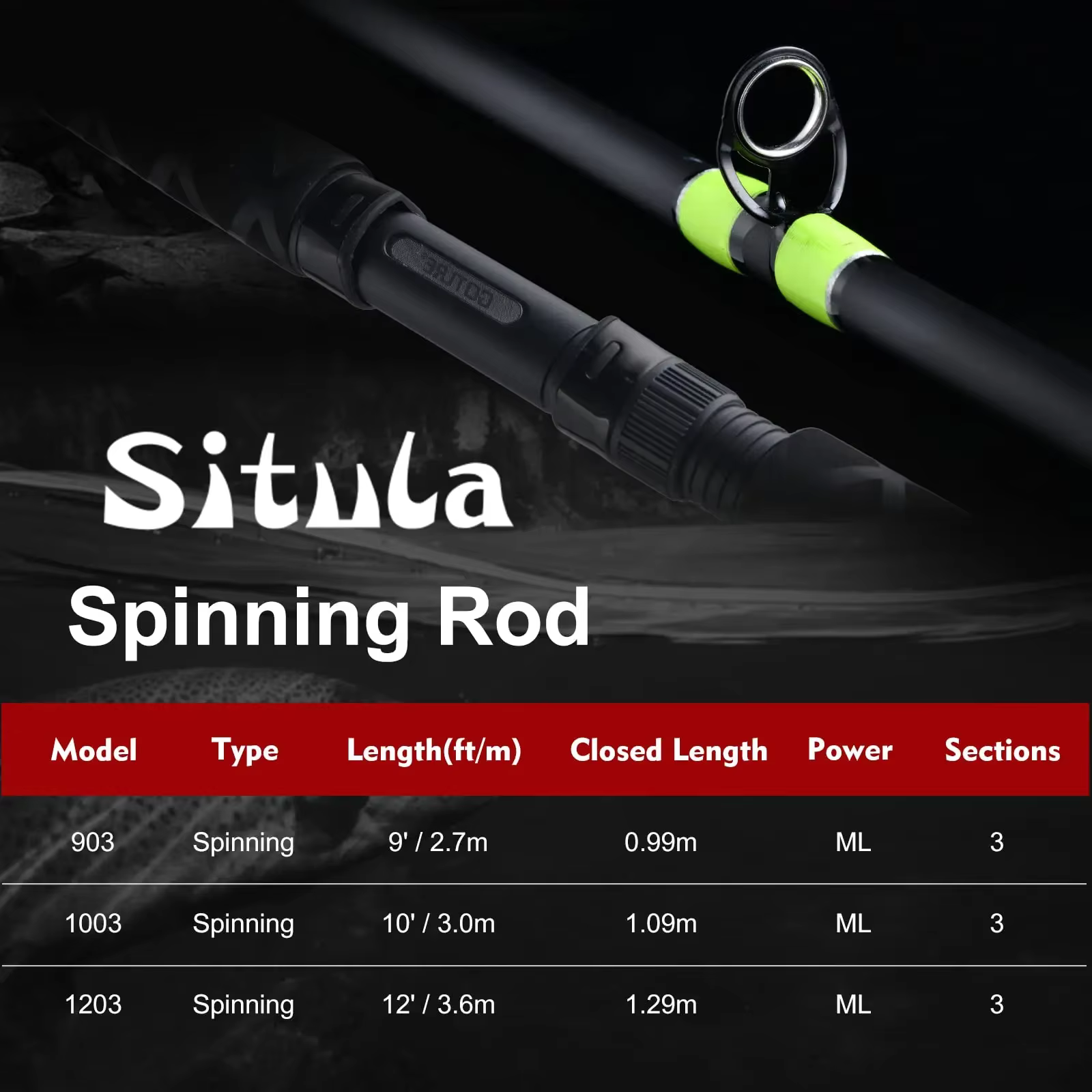 Caña spinning Crappie - Carbono 30T+24T ML 2.7-3.6m