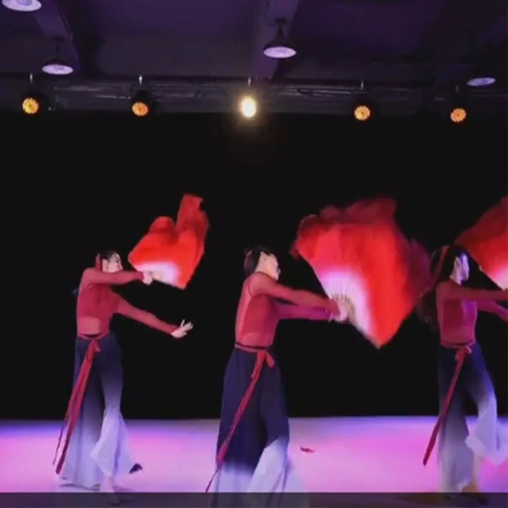 Abanico de bambú de seda multicolor para danza del vientre
