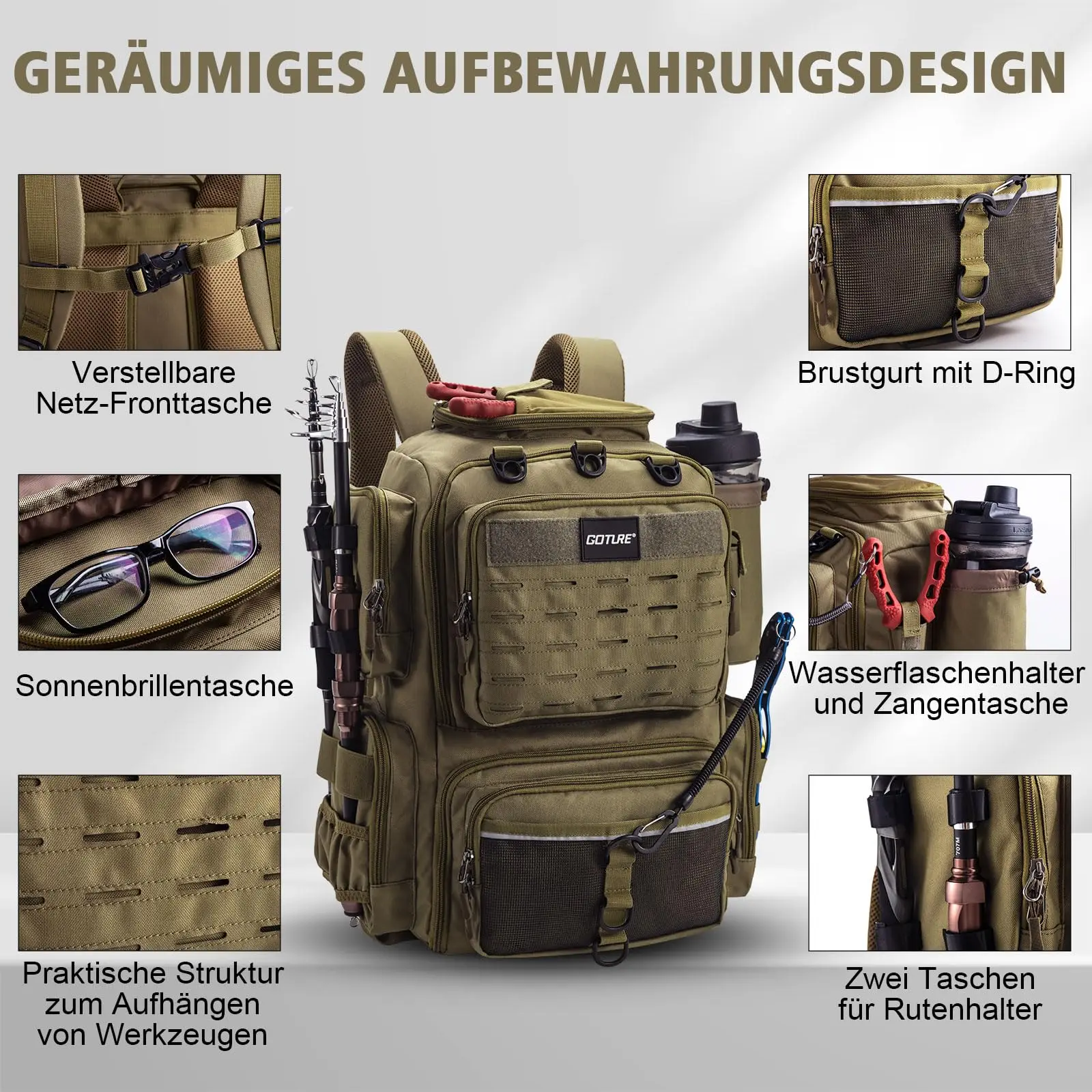 Goture mochila táctica para pesca y senderismo exterior - imagen 5