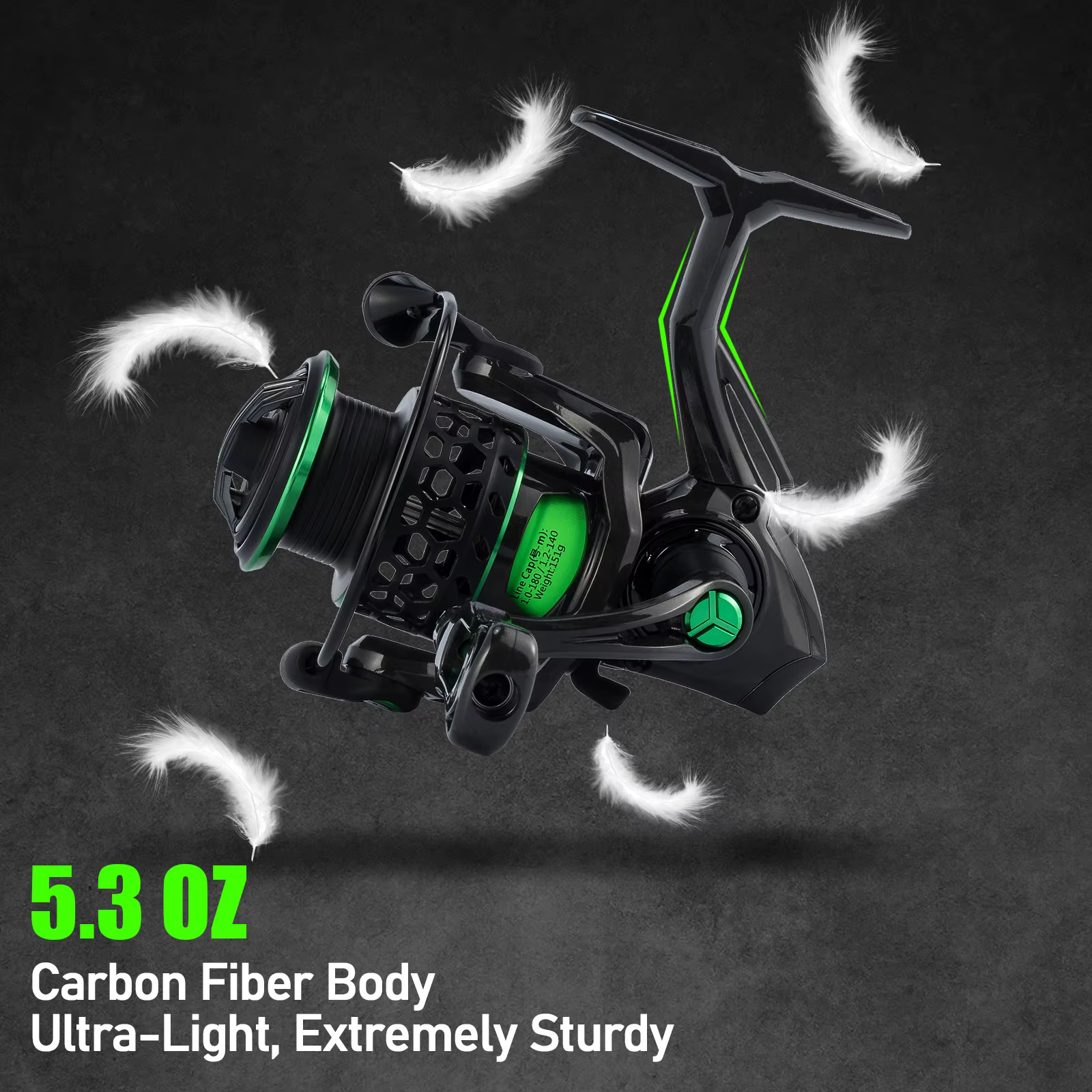 Carrete Giratorio Ultraligero 1000S de Fibra de Carbono para Agua Dulce - imagen 5