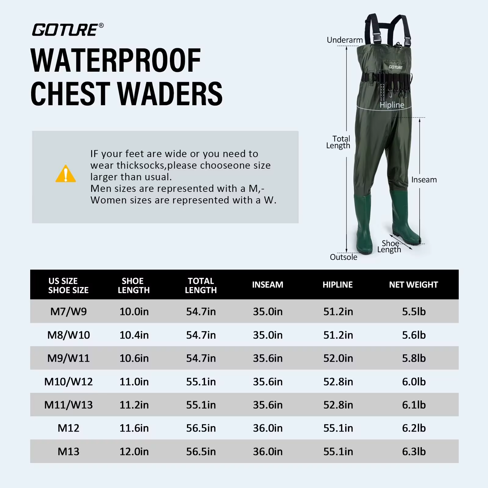 Vadeador de Pecho Goture con Botas Integradas para Pesca