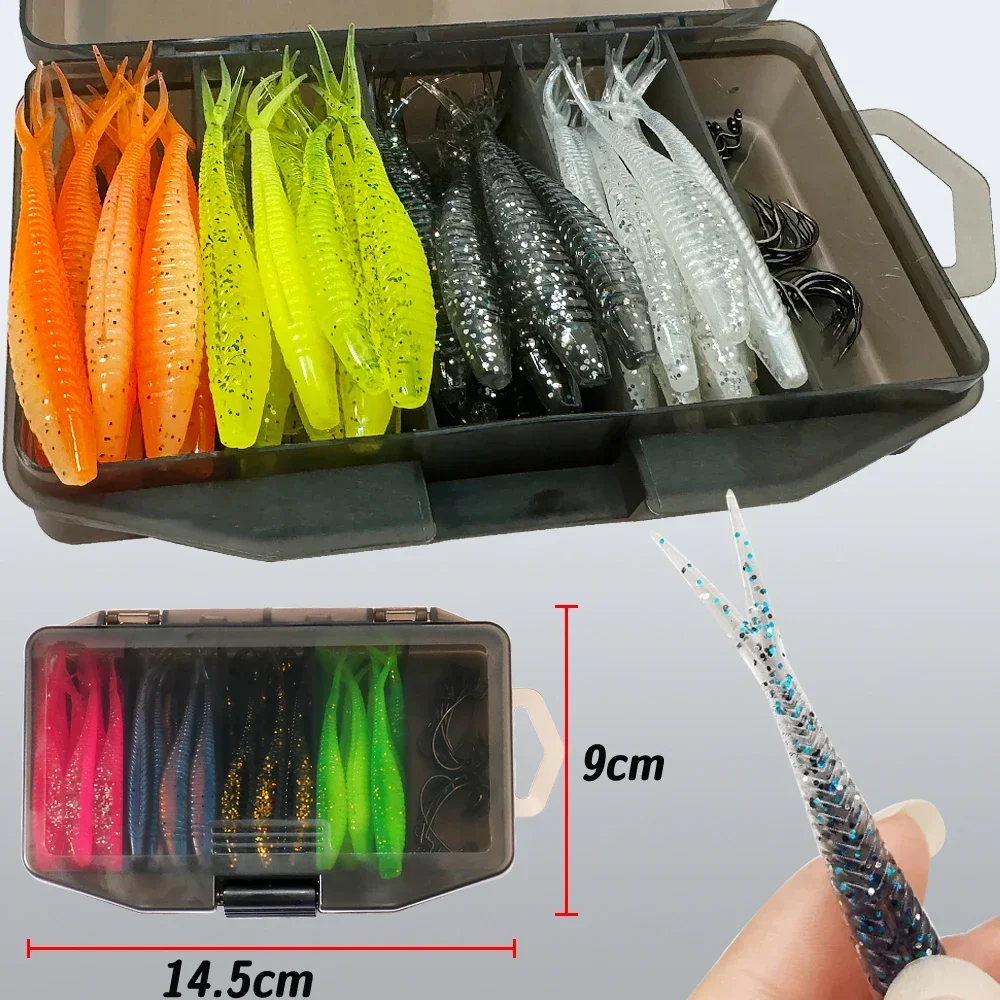 Soft lure con cola en V y ranura para anzuelo