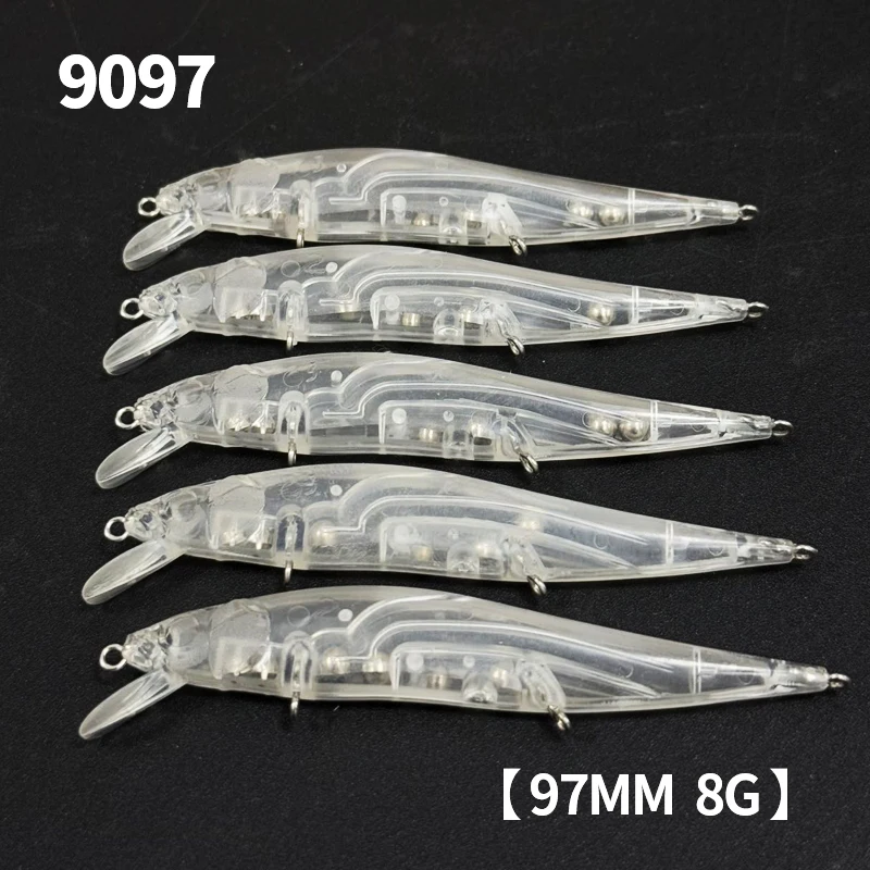 Señuelos flotantes tipo minnow sin pintar de 97 mm y 8 g