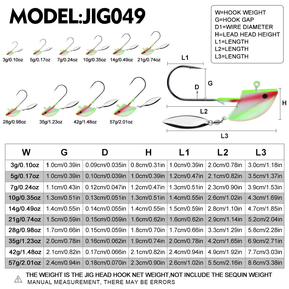 Anzuelos Jig Head con ojos 3D y púas – para vinilo de agua salada - imagen 3