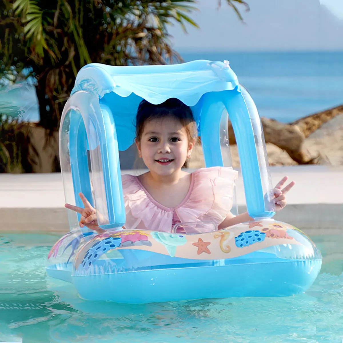Flotador de piscina ligero colorido para lago o río - imagen 4