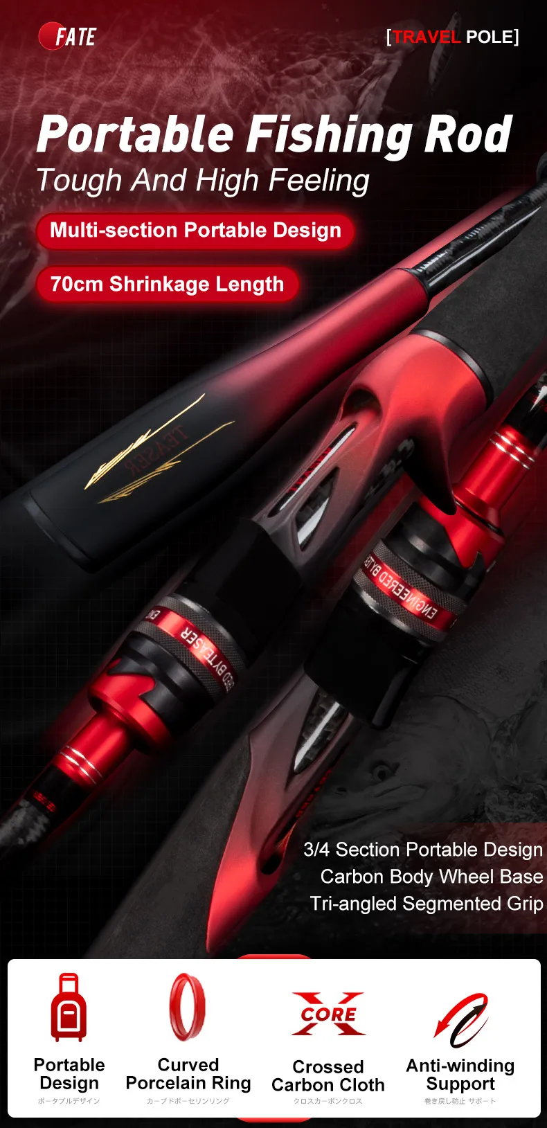 Varilla TEASER 1,98 m carbono vista general