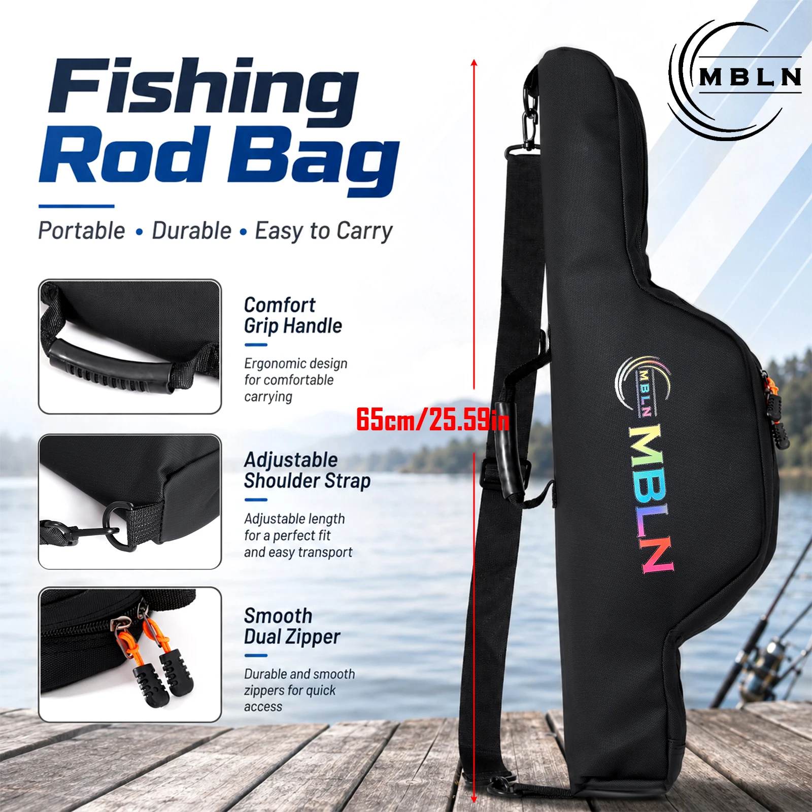 MBLN Bolsa de pesca portátil plegable PU con correa al hombro - imagen 2