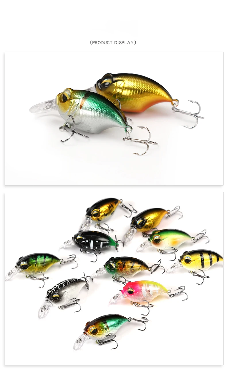 Señuelo mini crankbait flotante de 38mm con acabado realista y ojos 3D